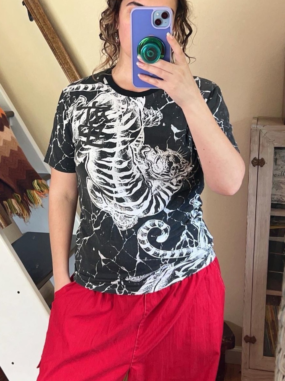 Vintage Y2K Civil Sektor Tiger Graphic Baby Tee Bleach Dye Skater Top